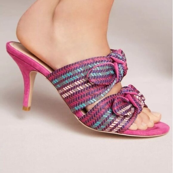 Charles David Corona Bow Heels Multi Color Pink Suede 7M - Picture 1 of 10